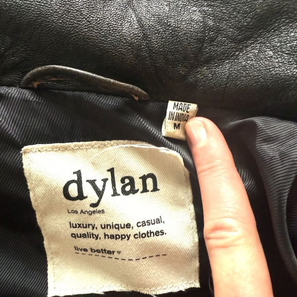 Dylan Los Angeles Womens Embellished Leather Jacket Medium Dark Brown Distressed - Picture 2 of 12